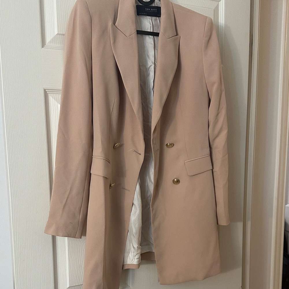 Women's Beige & Light Pink Blazer Coat